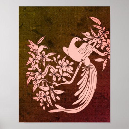 Dove on Branch Bird Motif Art Poster (Voorkant)