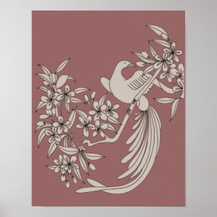 Dove on Branch Bird Motif Art Poster
