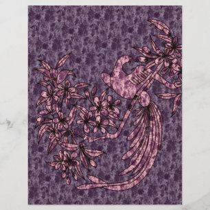 Dove on Branch Paars Scrapbook Paper