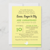 Dove on Branch Yellow Christening Invitation Kaart (Voorkant)