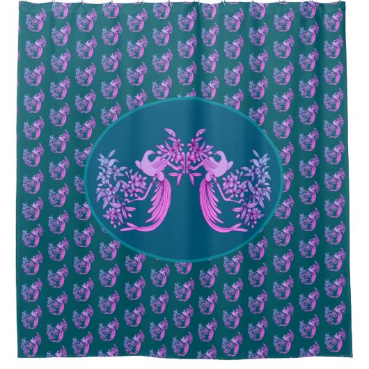 Dove on Flowered Branch Animal Art Douchegordijn (Voorkant)