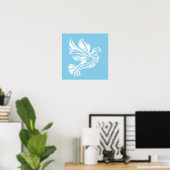 Dove Outline Blue Poster (Thuiskantoor)