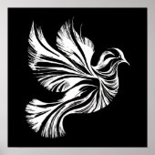 Dove Outline Zwart-wit Poster (Voorkant)
