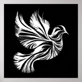 Dove Outline Zwart-wit Poster