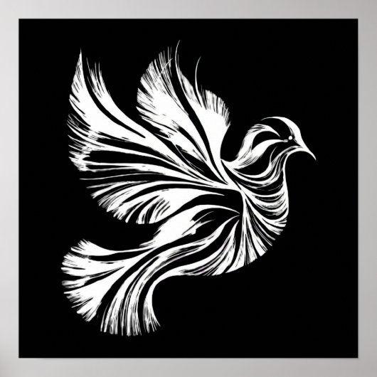 Dove Outline Zwart-wit Poster (Voorkant)