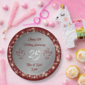 Dove past het 25e Jubileum Happy Silver aan Papieren Bordje (Feest)