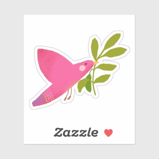 DOVE, PEACE SYMBOL STICKER (Vel)