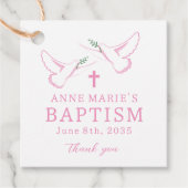 Dove Pink Girl Baptism Bedankt Bedankjes Labels (Voorkant)