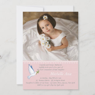 Dove Pink Religious Photo Invitation Kaart