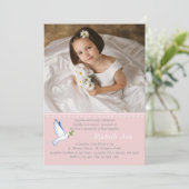 Dove Pink Religious Photo Invitation Kaart (Staand voorkant)