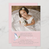 Dove Pink Religious Photo Invitation Kaart (Voorkant / Achterkant)