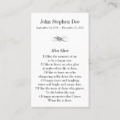 Dove Prayer Kaart - na gloed Visitekaartje (Achterkant)