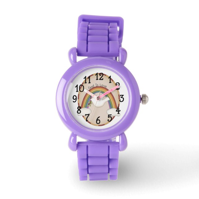 Dove Rainbow Bevestiging Communie Gift Watch Horloge (Voorkant)