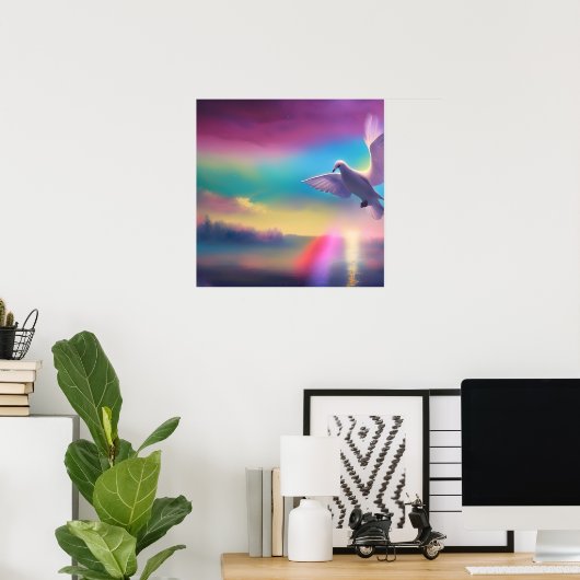 Dove & Rainbow Sky Poster (Thuiskantoor)