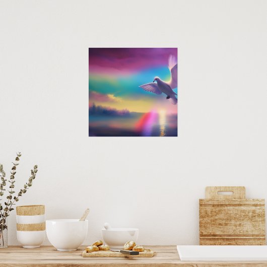 Dove & Rainbow Sky Poster (Keuken)