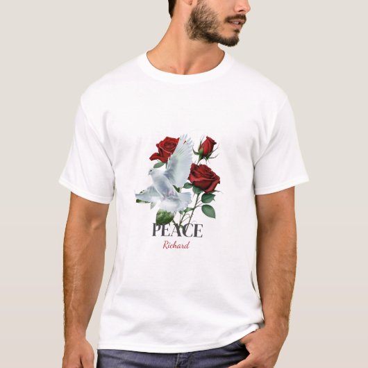 Dove Rose Custom Name Personalized T-Shirt (Voorkant)