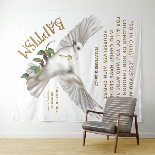 Dove Schrift Doop Achtergrond Wandkleed (In Situ (horizontaal))