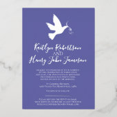 Dove Silver Blue, een eenvoudige bruiloft met foto Folie Uitnodiging (Voorkant)