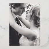 Dove Silver Blue, een eenvoudige bruiloft met foto Folie Uitnodiging (Achterkant)