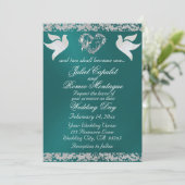 Dove, Silver Heart & Glitter, QR-code - Blauwgroen Kaart (Staand voorkant)