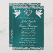 Dove, Silver Heart & Glitter, QR-code - Blauwgroen Kaart (Voorkant / Achterkant)