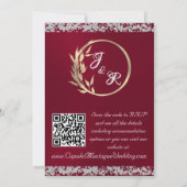 Dove, Silver Heart & Glitter, QR Code - Burgudy Kaart (Achterkant)