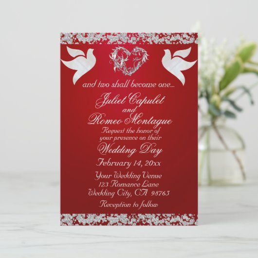 Dove, Silver Heart & Glitter, QR-code - Crimson Kaart (Staand voorkant)