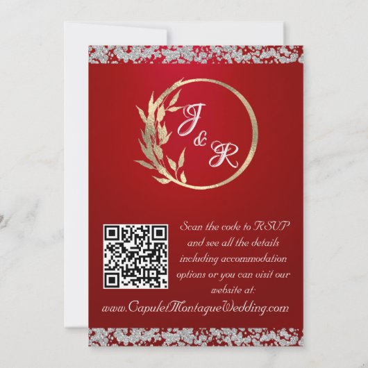 Dove, Silver Heart & Glitter, QR Code - Crimson Kaart (Achterkant)