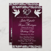 Dove, Silver Heart & Glitter, QR-code - Paarse Kaart (Voorkant / Achterkant)