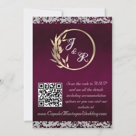 Dove, Silver Heart & Glitter, QR Code - Purple Kaart (Achterkant)