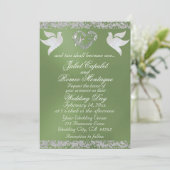 Dove, Silver Heart & Glitter, QR Code - Sage Kaart (Staand voorkant)