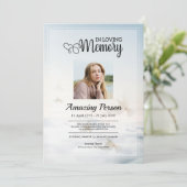 Dove &sky Funeral order of service Invitation Kaart (Staand voorkant)