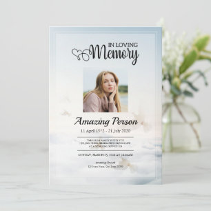 Dove &sky Funeral order of service Invitation Kaart