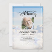 Dove & sky Funeral Order of Service Invitation Kaart (Voorkant)