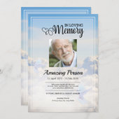 Dove & sky Funeral Order of Service Invitation Kaart (Voorkant / Achterkant)