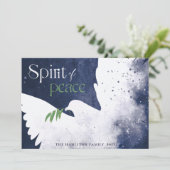 Dove Spirit of Peace Blauwe Kerstkaart (Staand voorkant)