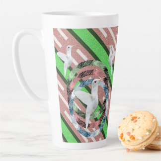 Dove Stripe Latte Mok