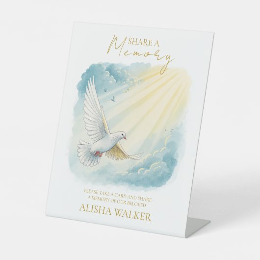 Dove Sunlight Share a Memory Funeral Sign Reclamebord Met Voetstuk (Voorkant)