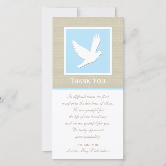 Dove Sympathy Bedank Foto Kaart (Voorkant)