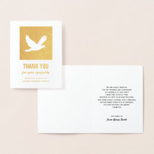 Dove Sympathy Thank You Card op goudfolie Folie Kaarten