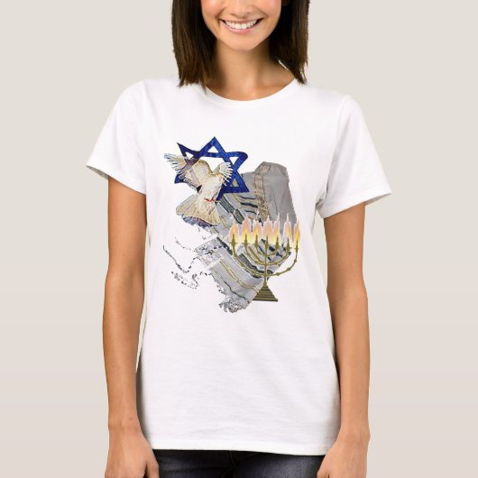 Dove, Tallit en Menorah B T-shirt (Voorkant)