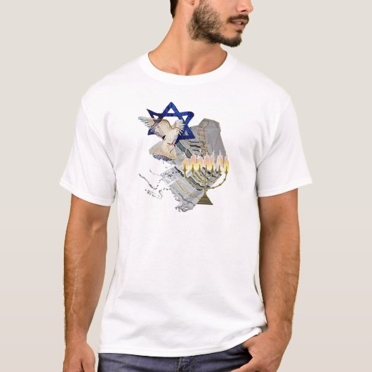 Dove, Tallit en Menorah B T-shirt (Voorkant)