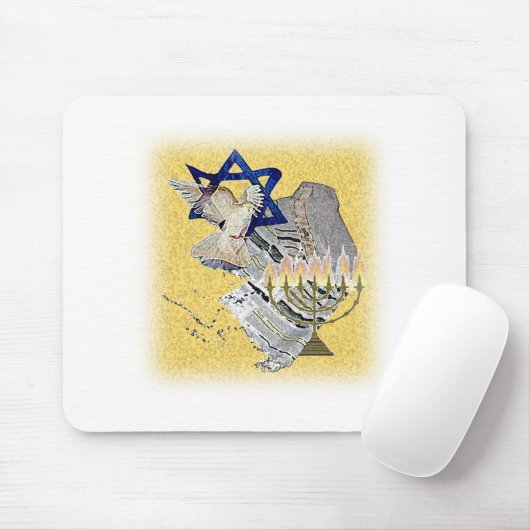 Dove Tallit Menorah met achtergrond Muismat (Met muis)