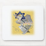 Dove Tallit Menorah met achtergrond Muismat<br><div class="desc">Dit prachtige ontwerp omvat de Magan David,  Dove,  Tallit & Menorah - met achtergrond.</div>