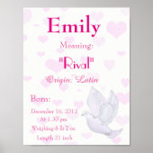 Dove Themed Name betekenend keepomwille nursery Poster (Voorkant)