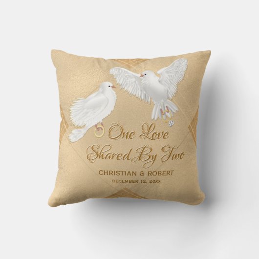 Dove Tortelduifjes Faux Folie Wedding Kussen (Achterkant)