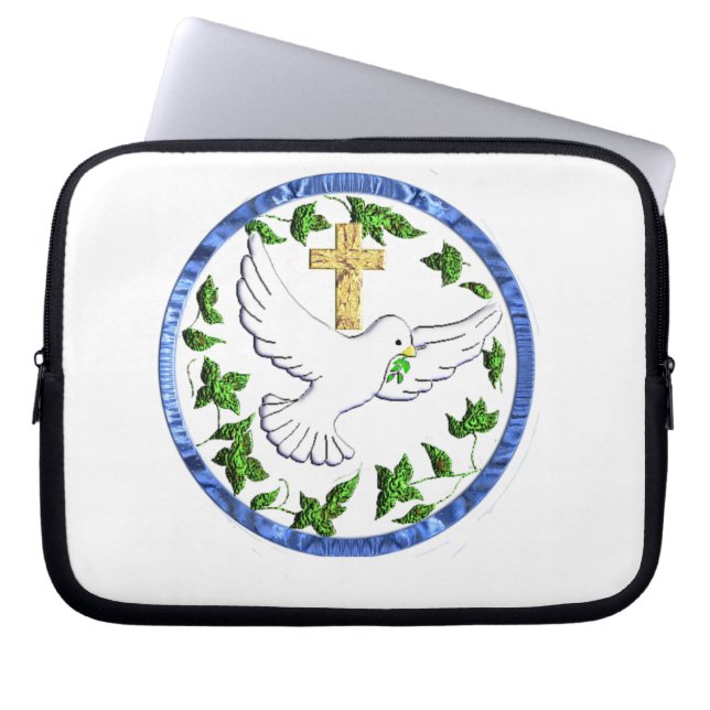 Dove van vredeskoopwaar laptop sleeve (Voorkant)
