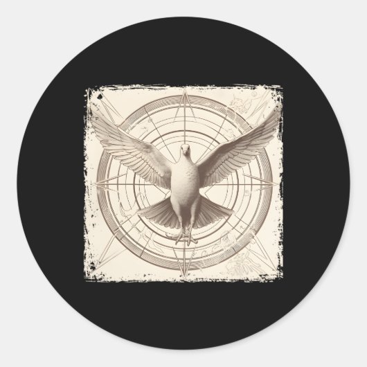 Dove Vitruvian Dove Bird Dove Ronde Sticker (Voorkant)