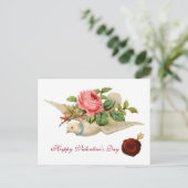 DOVE VLIEGEN MET PINKROSE Valentijnsdag Feestdagenkaart (Staand voorkant)