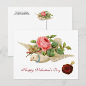 DOVE VLIEGEN MET PINKROSE Valentijnsdag Feestdagenkaart (Voorkant / Achterkant)